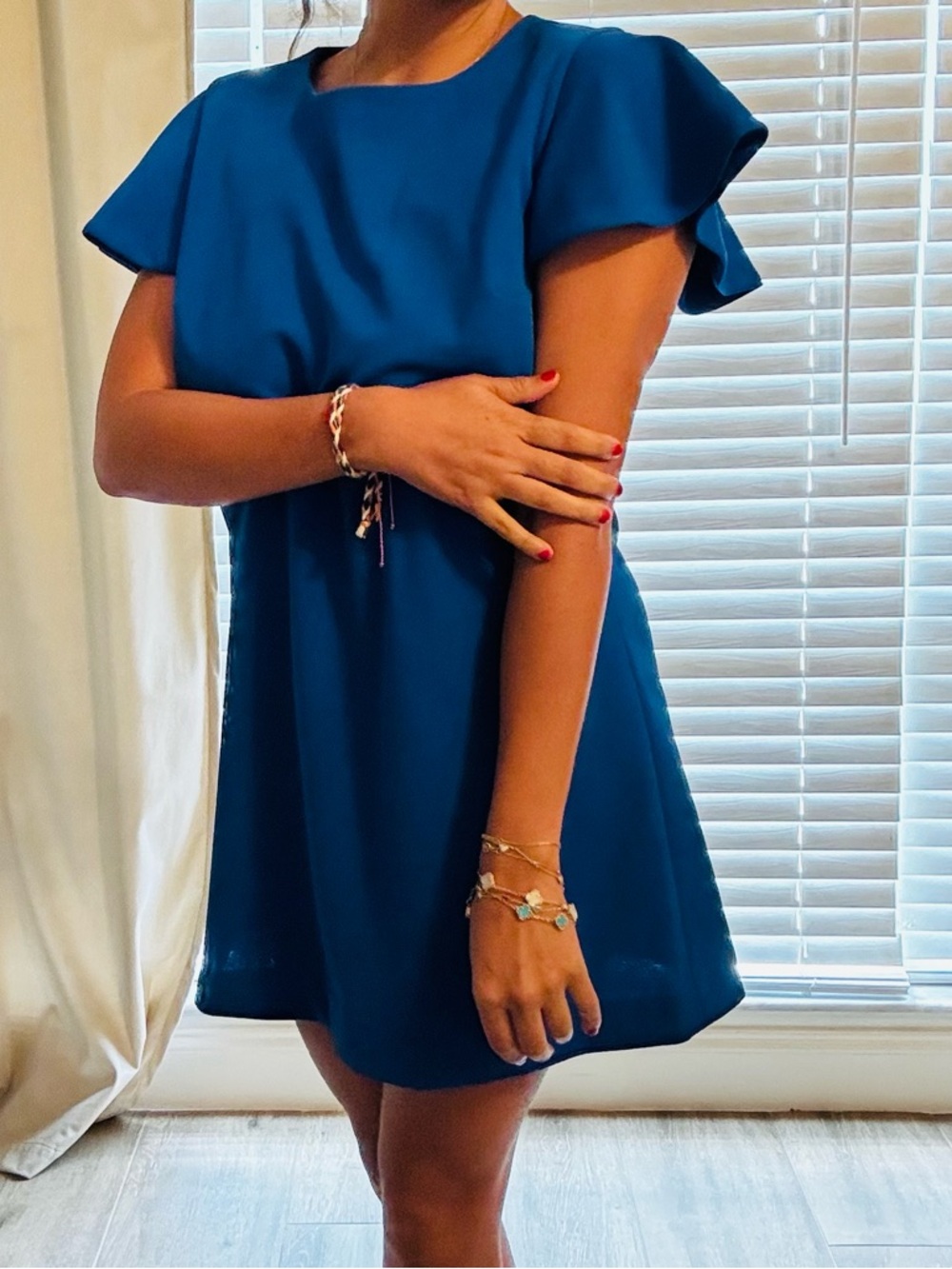 Calvin Klein Royal Blue Flutter-Sleeve Mini Dress
